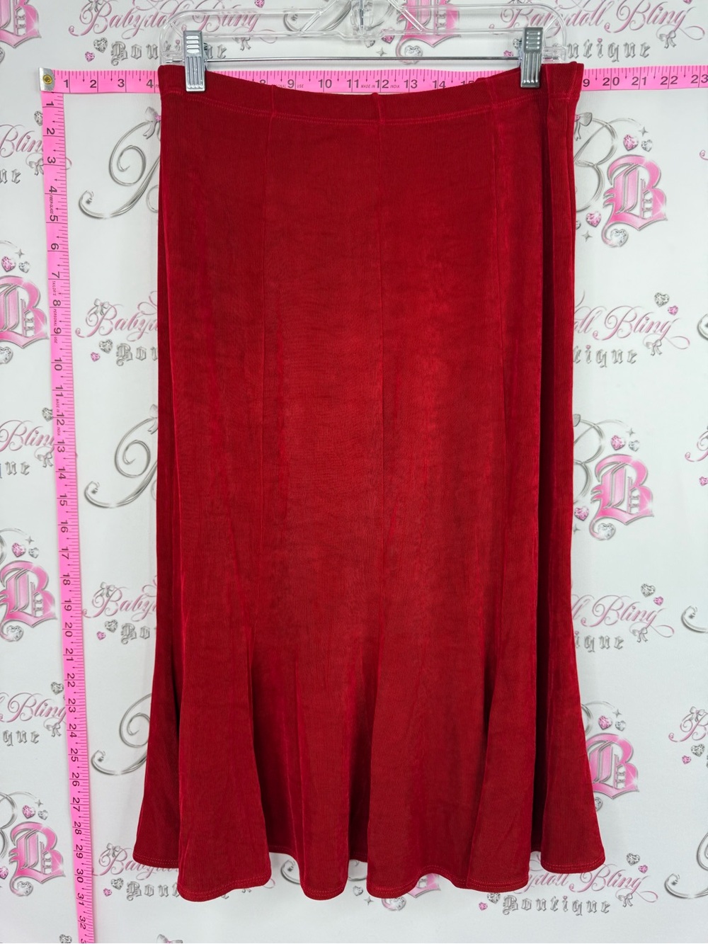 Kim & co skirt flowy mermaid vintage Red Maxi Skirt - Elegant Flared Hem